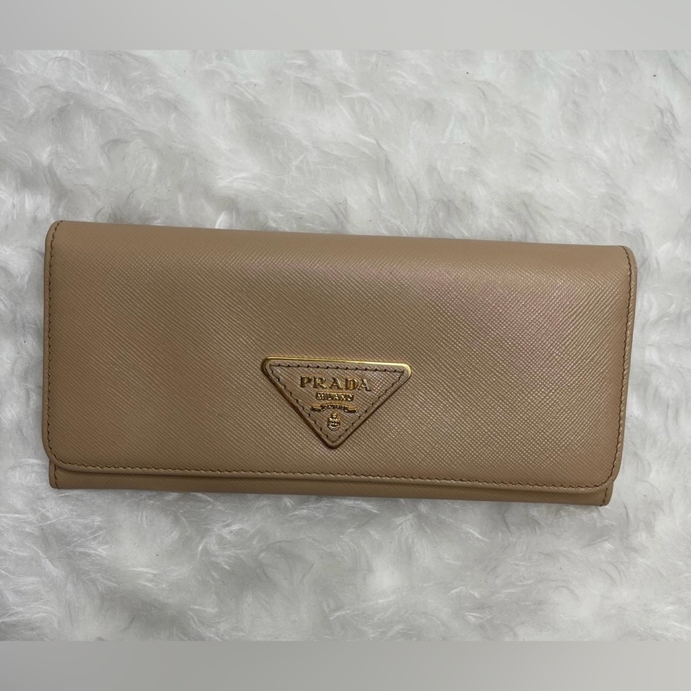 Authentic PRADA Bifold Long Wallet Nude